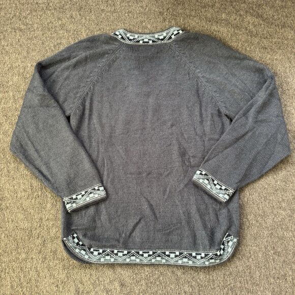 Artisanias El Inca Alpaca Pullover Sweater Women M Peru Knit Tribal Pattern Blue - Picture 2 of 6